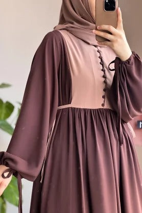 Button‑Front Panel Dress | Egyptian Silk, 145 cm, One Size 38–46