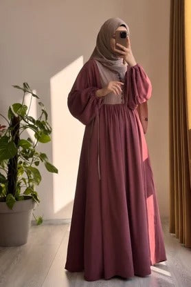 Button‑Front Panel Dress | Egyptian Silk, 145 cm, One Size 38–46