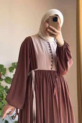 Button‑Front Panel Dress | Egyptian Silk, 145 cm, One Size 38–46