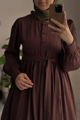 Mihrishah Dress | 145 cm, One‑Size Adjustable, Button‑Down Cotton