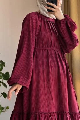 Cotton Dress | 145 cm, One Size, Crinkle Cotton with Belt & Pockets