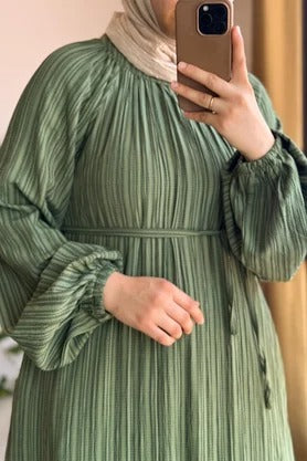 Cotton Dress | 145 cm, One Size, Crinkle Cotton with Belt & Pockets